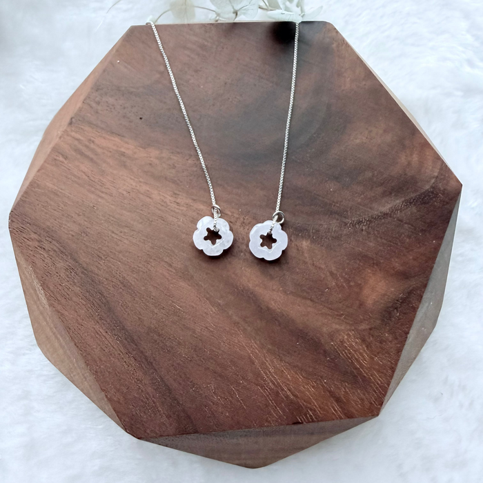 Double Flower Jadeite Earring Threaders