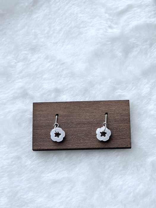Double Flower Jadeite Earring Threaders