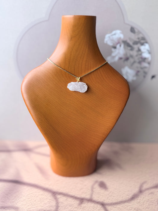 White Peony Jadeite Necklace - 18K Gold