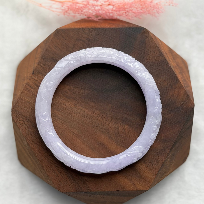 Carved Purple Jadeite Bangle
