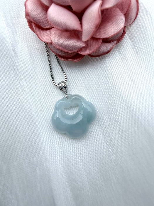 Purple Cloud Jadeite Necklace - 18K White Gold