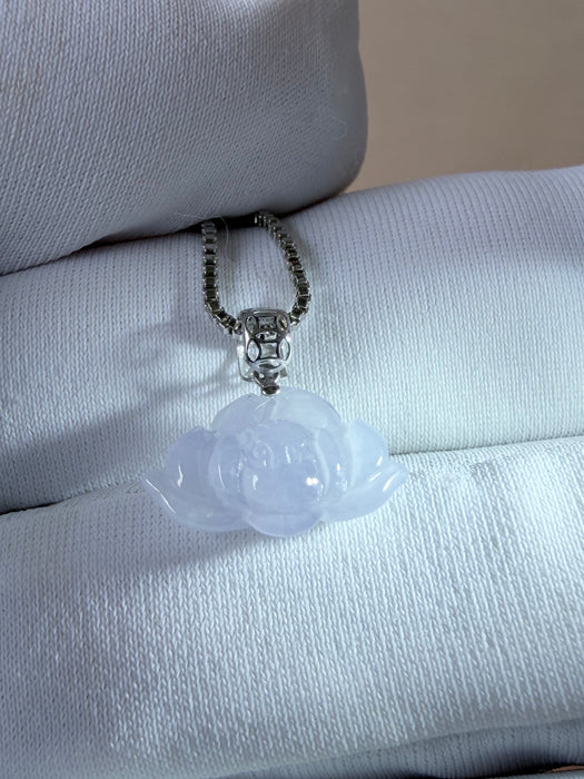 Lavender Lotus Jadeite Necklace - 18K White Gold
