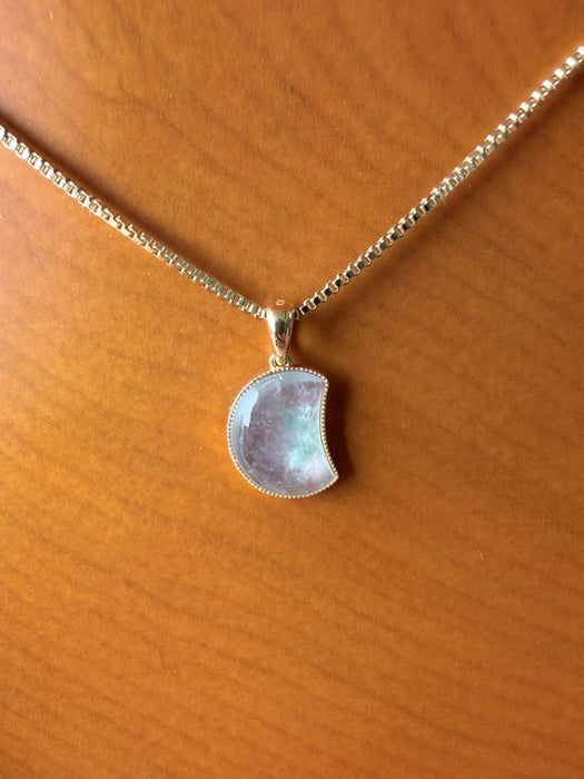 Crescent Moon Moxisha Jadeite Necklace - 18K Gold