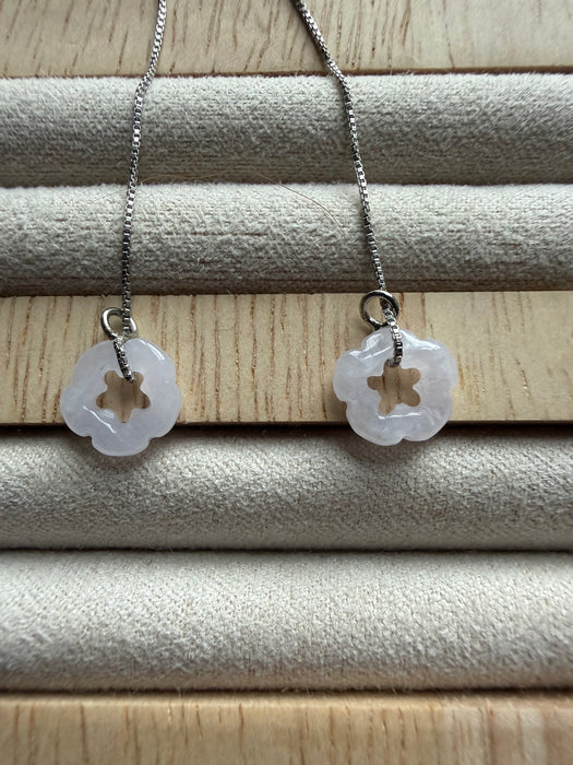 Double Flower Jadeite Earring Threaders