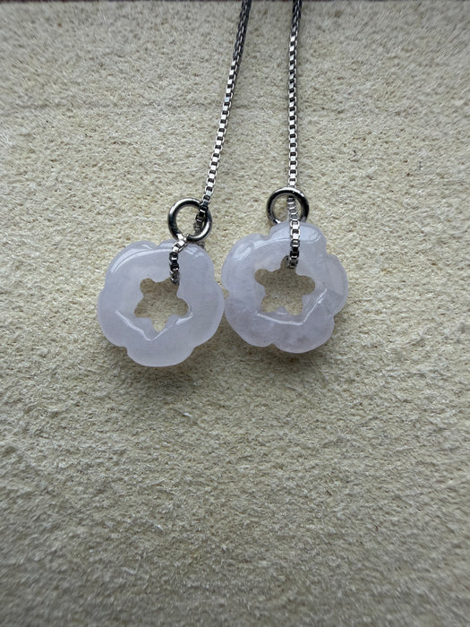 Double Flower Jadeite Earring Threaders