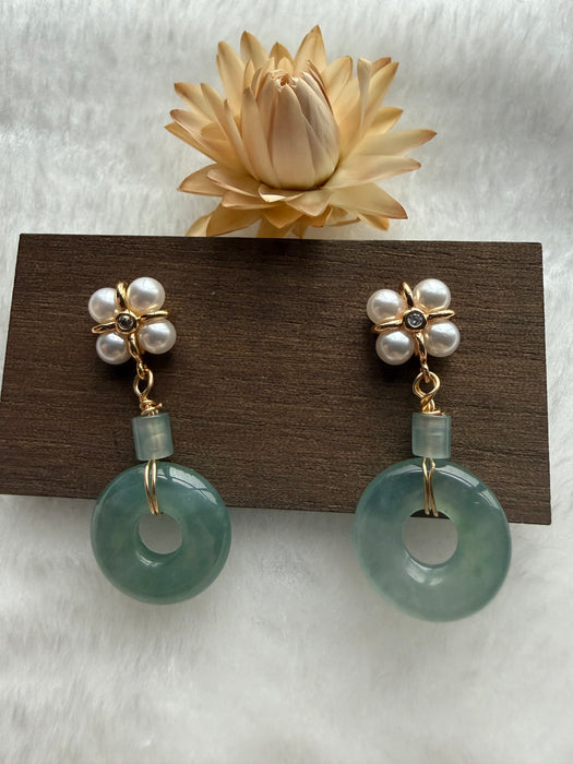 Pearl Donut Jadeite Earring Studs