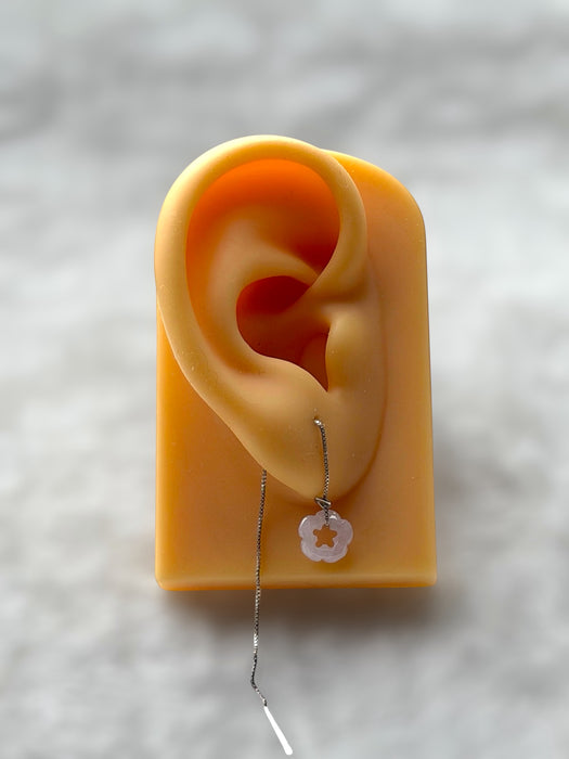 Double Flower Jadeite Earring Threaders