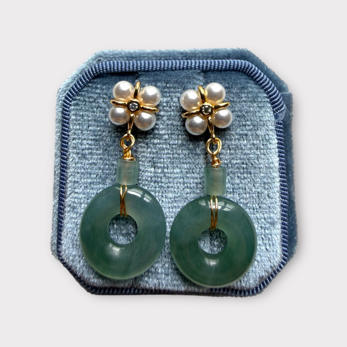 Pearl Donut Jadeite Earring Studs