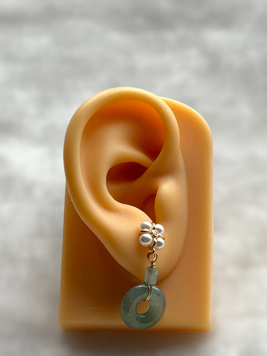 Pearl Donut Jadeite Earring Studs