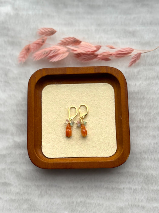 Orange Magnolia Jadeite Earring Hooks