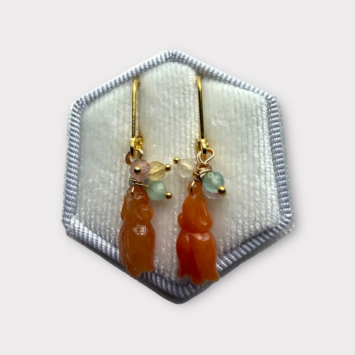 Orange Magnolia Jadeite Earring Hooks