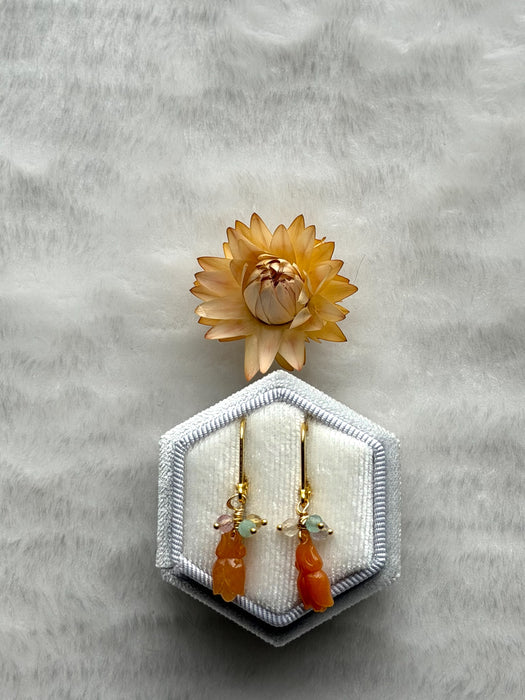 Orange Magnolia Jadeite Earring Hooks