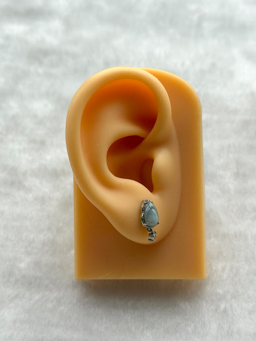 Purple Green Teardrop Jadeite Earring Studs