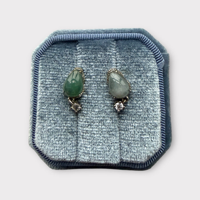 Purple Green Teardrop Jadeite Earring Studs