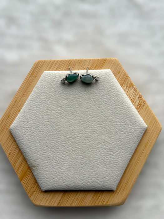 Purple Green Teardrop Jadeite Earring Studs