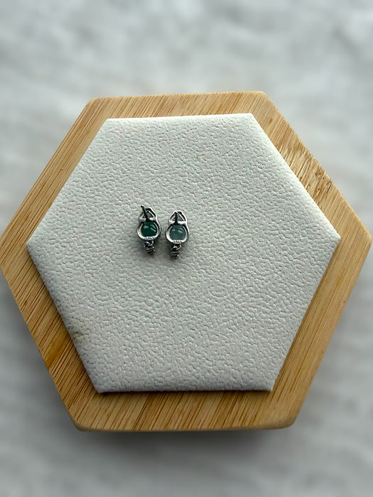 Purple Green Teardrop Jadeite Earring Studs