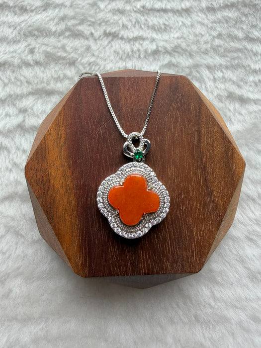 Orange Jadeite Clover Necklace