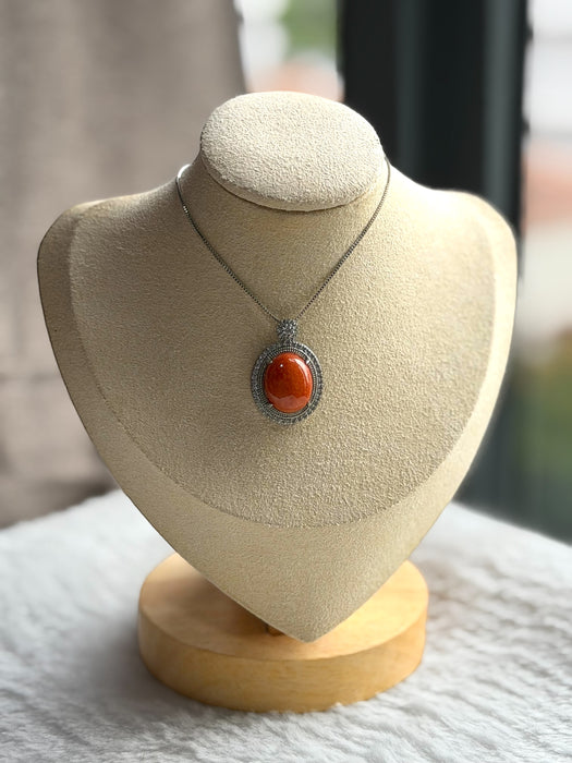 Orange Jadeite Cabochon Necklace