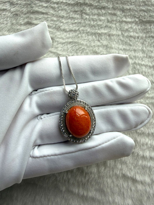 Orange Jadeite Cabochon Necklace