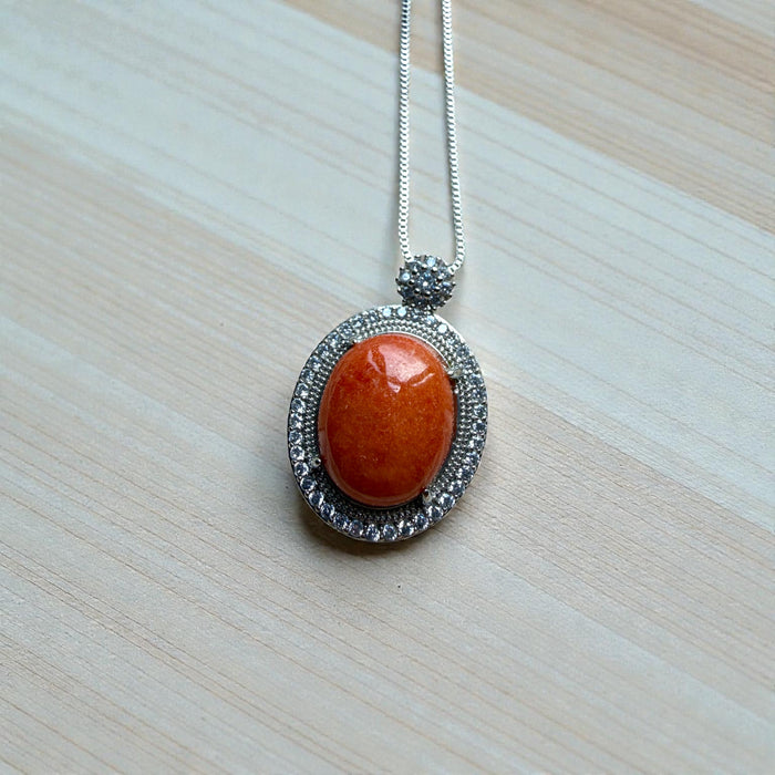 Orange Jadeite Cabochon Necklace