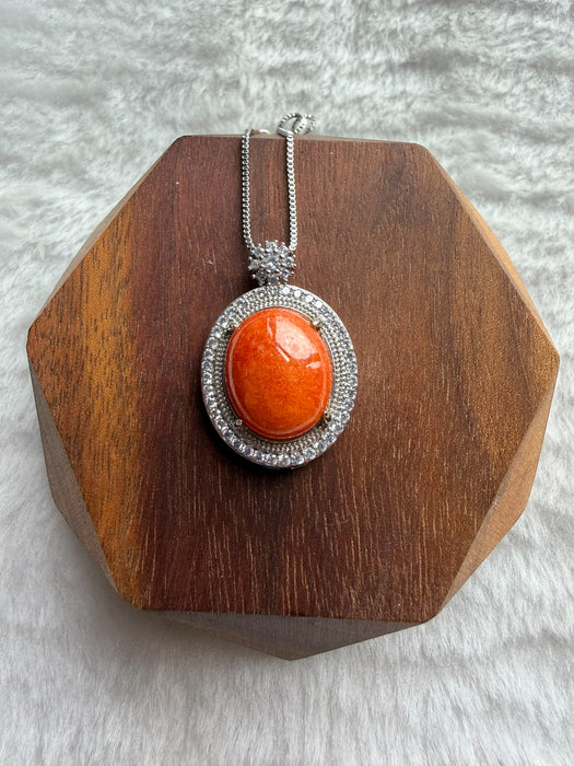 Orange Jadeite Cabochon Necklace