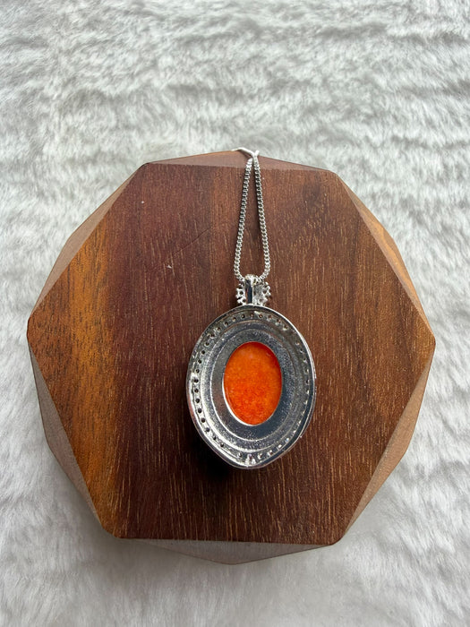 Orange Jadeite Cabochon Necklace