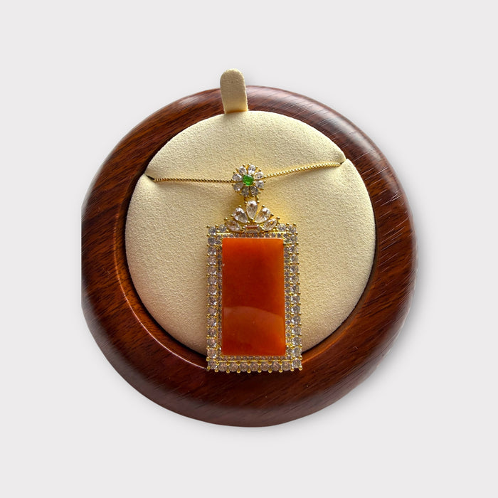 Orange Jadeite Rectangle Necklace