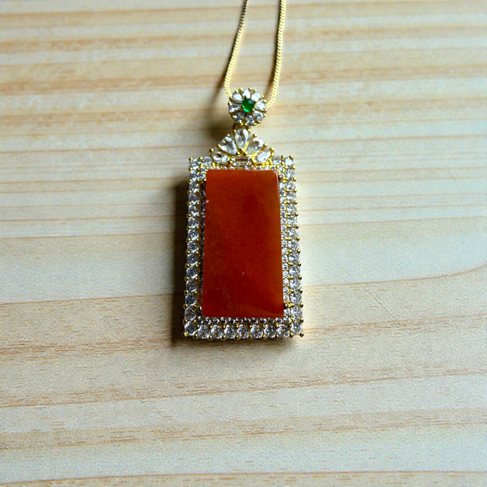 Orange Jadeite Rectangle Necklace