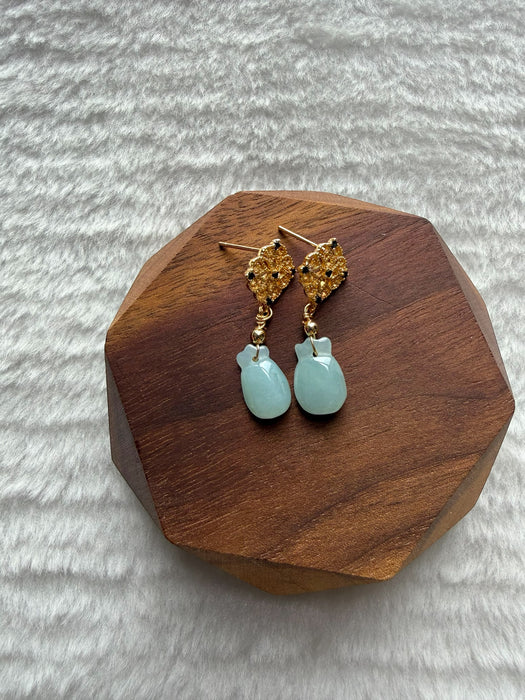 Money Bag Jadeite Earring Studs