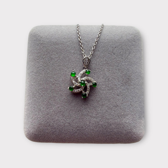 Green Jadeite Spinning Windmill Necklace