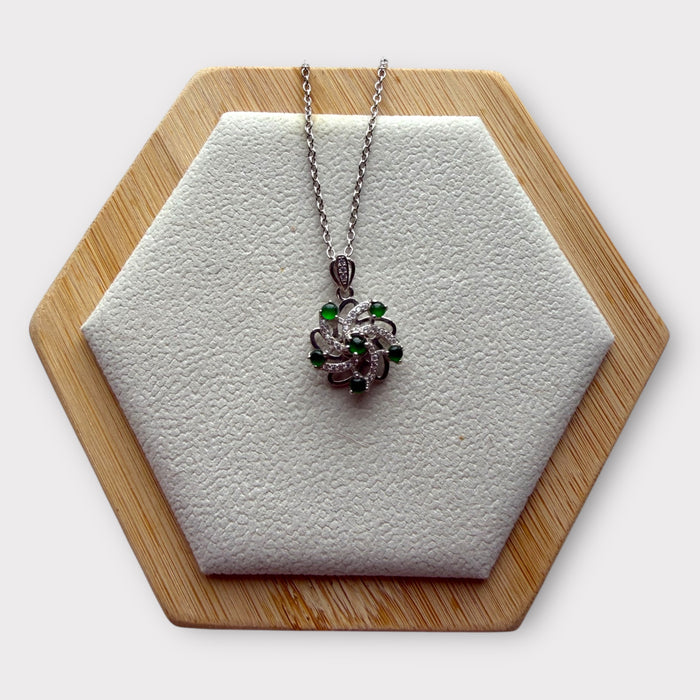 Green Jadeite Spinning Windmill Necklace