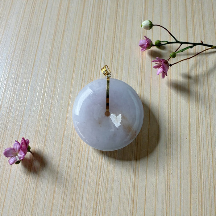 Purple Sajin Jadeite Donut Necklace - 18K Gold