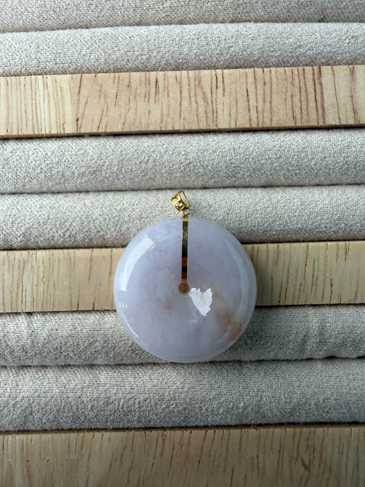 Purple Sajin Jadeite Donut Necklace - 18K Gold