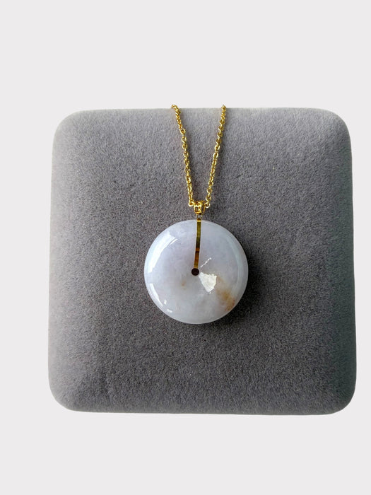 Purple Sajin Jadeite Donut Necklace - 18K Gold
