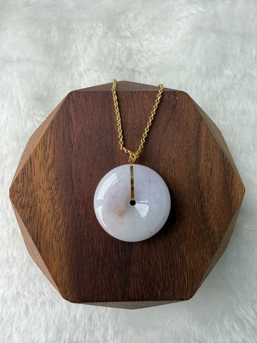 Purple Sajin Jadeite Donut Necklace - 18K Gold