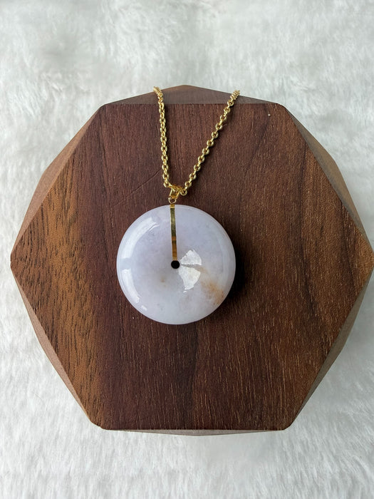 Purple Sajin Jadeite Donut Necklace - 18K Gold