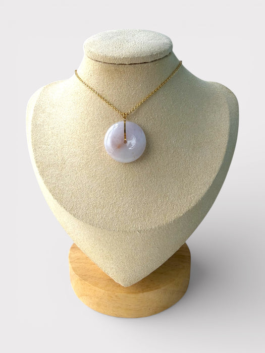 Purple Sajin Jadeite Donut Necklace - 18K Gold
