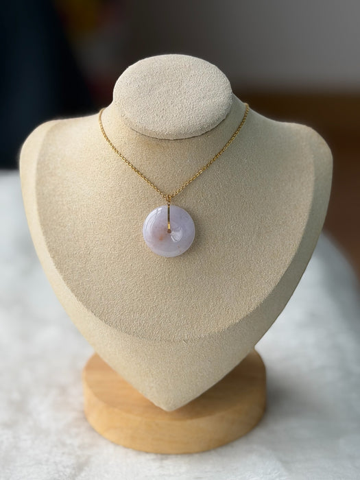 Purple Sajin Jadeite Donut Necklace - 18K Gold