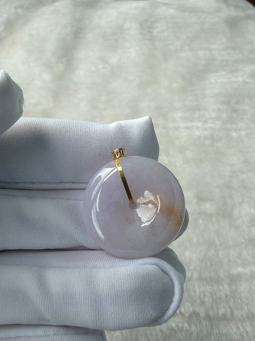 Purple Sajin Jadeite Donut Necklace - 18K Gold