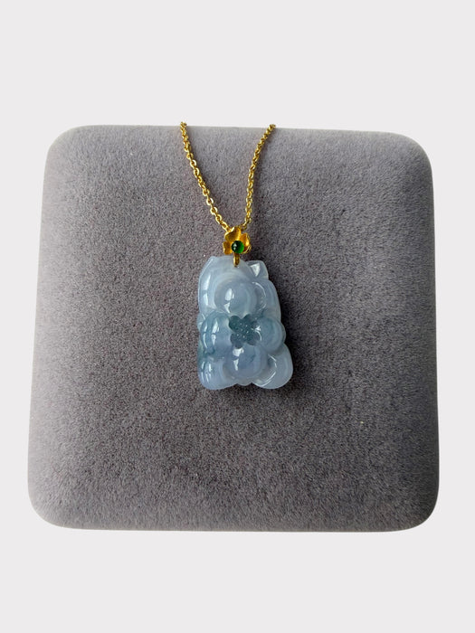 Purple Lotus Flower Jadeite Necklace - 18K Gold