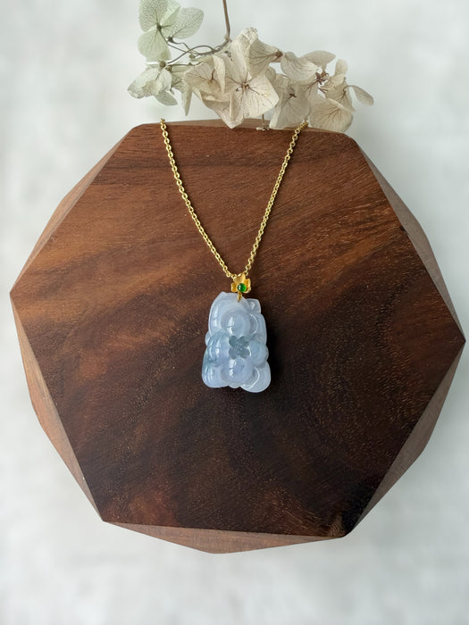 Purple Lotus Flower Jadeite Necklace - 18K Gold