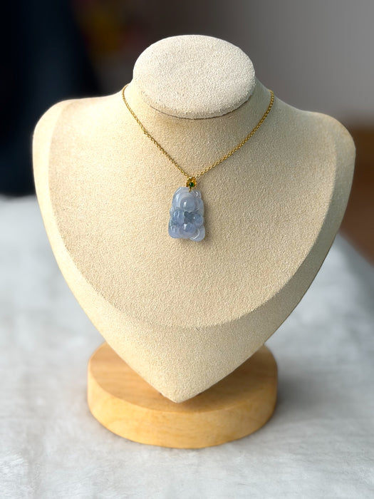 Purple Lotus Flower Jadeite Necklace - 18K Gold