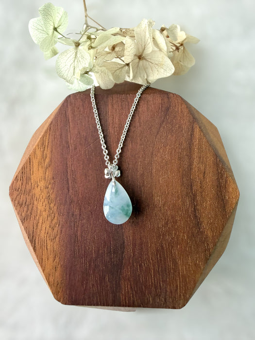 Purple Teardrop Jadeite Necklace - 18K White Gold