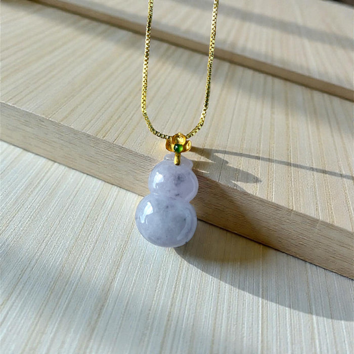 Purple Wuji Hulu Jadeite Necklace - 18K Gold