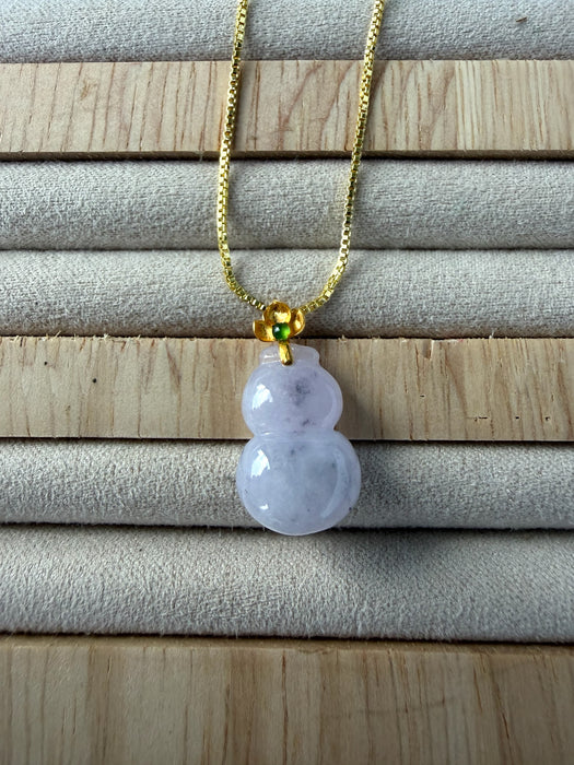Purple Wuji Hulu Jadeite Necklace - 18K Gold