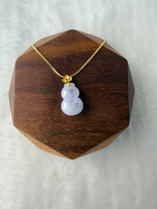 Purple Wuji Hulu Jadeite Necklace - 18K Gold