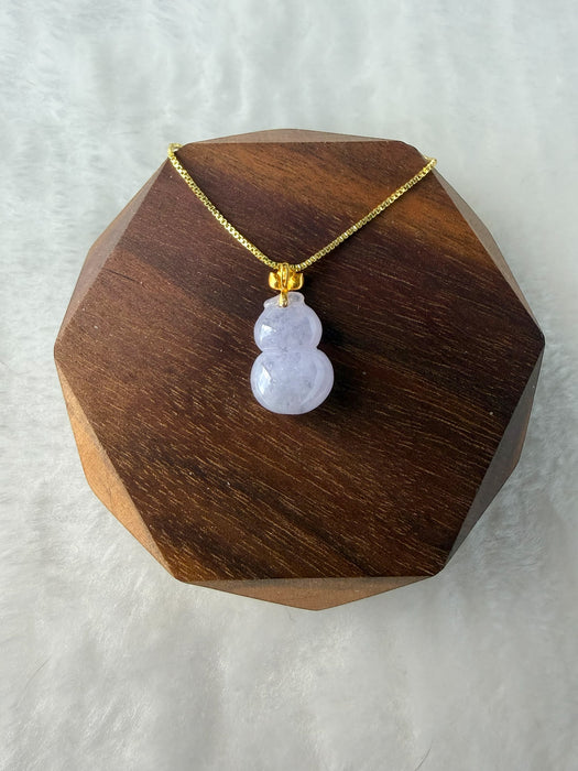 Purple Wuji Hulu Jadeite Necklace - 18K Gold