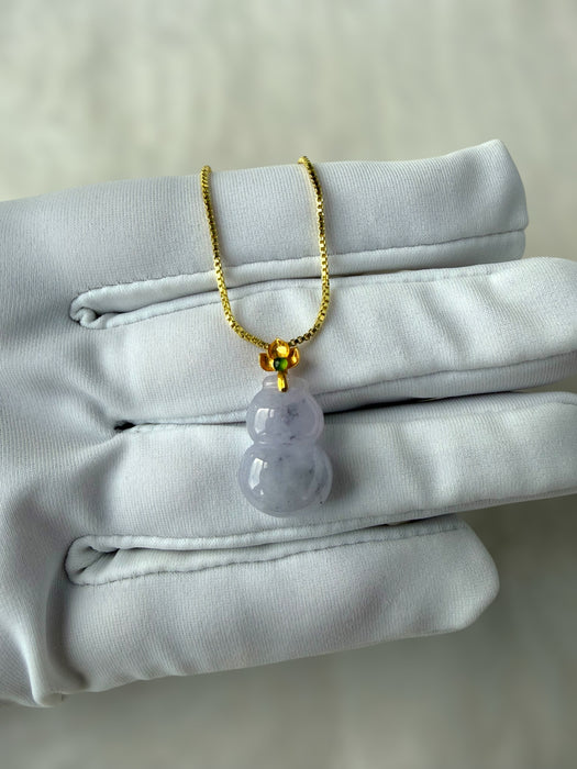 Purple Wuji Hulu Jadeite Necklace - 18K Gold