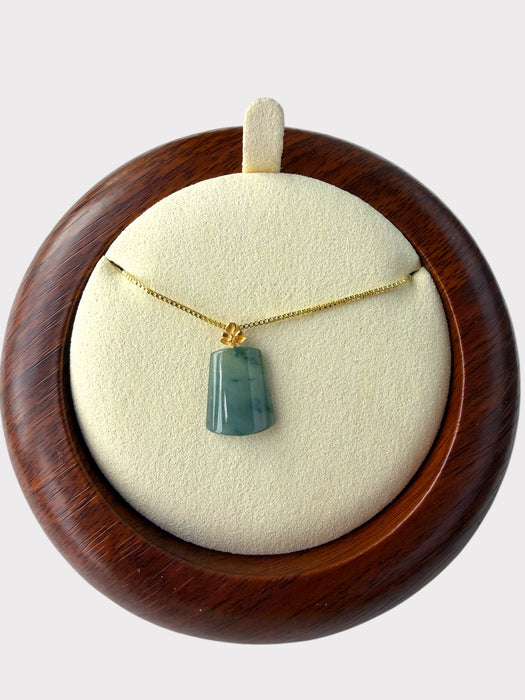 Blue Floating Flowers Jadeite Necklace - 18K Gold