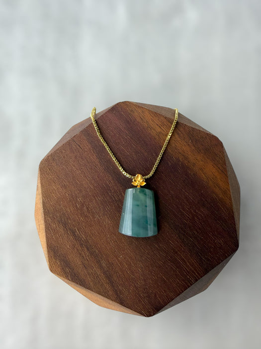 Blue Floating Flowers Jadeite Necklace - 18K Gold